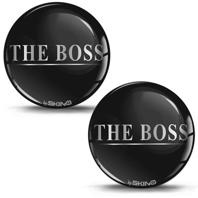 3D Silikon Aufkleber THE BOSS SILBER Doming Emblem Auto Motorrad Fahrrad KS 133Z