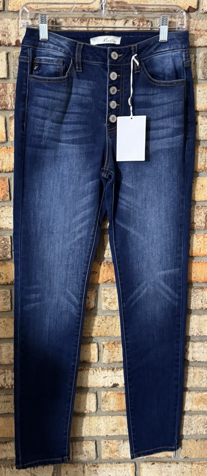 KanCan medium wash blue skinny denim jeans button fly 7/ 27 NWT