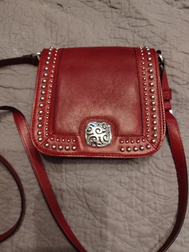 Brighton Red Leather Handbag Studded Crossbody - Picture 2 of 16