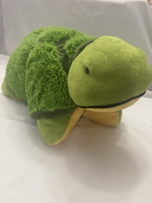 Pillow Pets Tardy Turtle Signature Series Plush 18'' Green Yellow EUC