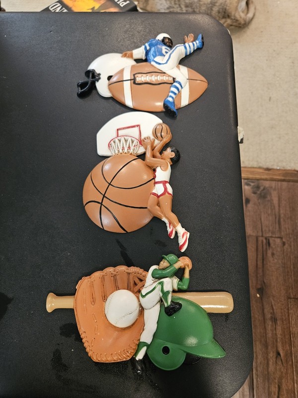 Burwood Wall Decor Set VTG Boys Sports Baseball Football Basketball 3 Pc Lot