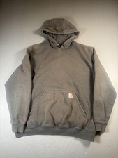 Carhartt Hoodie Mens XL Gray Original Fit Logo Fleece Lined Sweatshirt Pullover