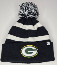 Green Bay Packers 47 Brand Black White Cuffed Winter Knit hat cap one size