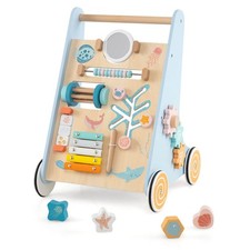 Wooden Baby Walker Push and Pull Learning Activity Center with Wheels Push Toy