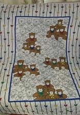 Baby Quilt Bear Teddy Bear Unisex Crib Comfy Blanket Panel Needs Finished