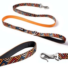 6 ft Heavy Duty Nylon Dog Leash with Two Padded Handles for Medium, Large Breeds