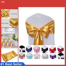 Gold Satin Chair Sashes Bows 7x108 Inch 50 Pack Wedding Decoration Party