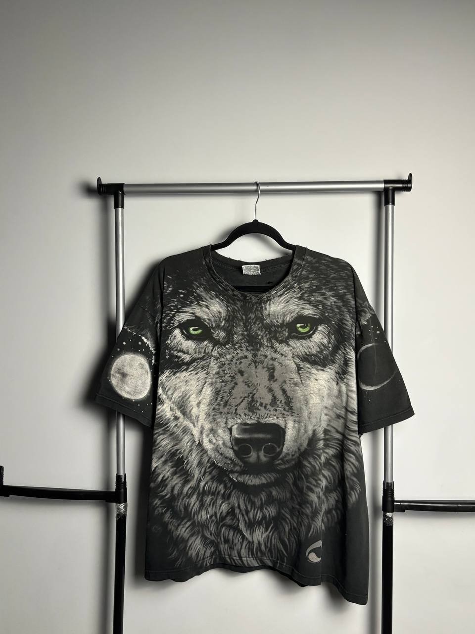Vintage 1995 Liquid Blue Wolf T Shirt XL John Connell AOP Double Sided 90s Tee