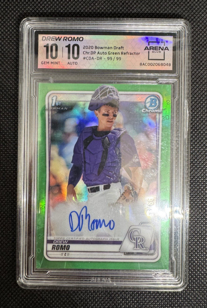 2020 Bowman Draft Chrome Draft Prospects Drew Romo Auto Green Refractor 99/99