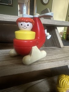 VTG Little Tikes Toddle Tots Red Helicopter & 1 Chunky Toddle Tot