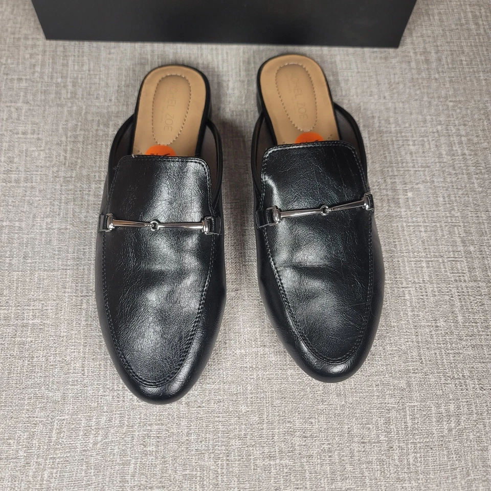 Zapatos planos Rachel Zoe Alani Mules para mujer 9,5 negros de imitación de cuero Foto 2 de 4