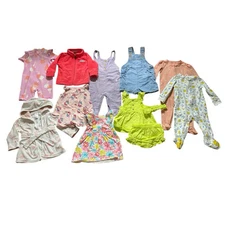 Baby Girl 9M Mixed Lot Carters Rashgaurd Robe Footies Outfits Organic Overalls