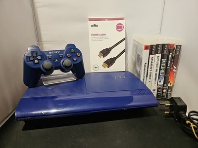 Sony PlayStation 3 SuperSlim Limited Edition Azurite Blue 500GB Bundle Plug&Play