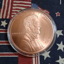 🔥Giant 1 oz 1909-S Lincoln Wheat Cent Copper V.D.B. Uncirculated Good luck🍀🔥