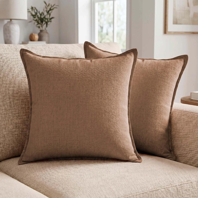 Cotton Linen Throw Pillow Covers Set of 2
