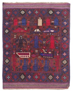 Rare Hand Knotted Vintage Afghan Taimani War Tank Balouch Wool Area Rug 6 x 5 Ft