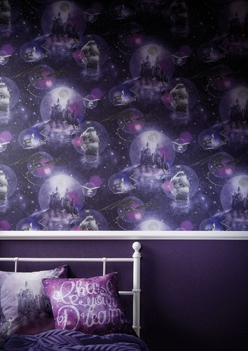 Magical Kingdom Wallpaper Harry Potter Style Design by Arthouse in Purple & Blue - Picture 7 of 15