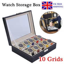 10 Grids Watch Box Jewelry Display Storage Holder Organizer Watch Jewelry Dispay