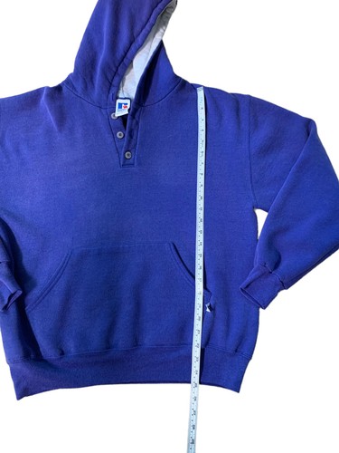 Vintage Russell Athletic Henley Sweatshirt Hoodie Faded Purple U.S.A Large Mens - Picture 9 of 10