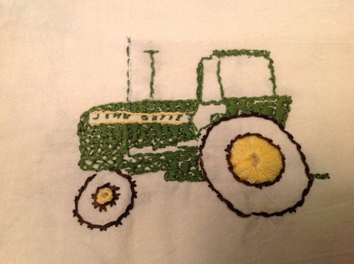 Tapete para tractor John Deere hecho a mano almohadilla caliente bordada cuadrada limpia y bonita - Imagen 4 de 12