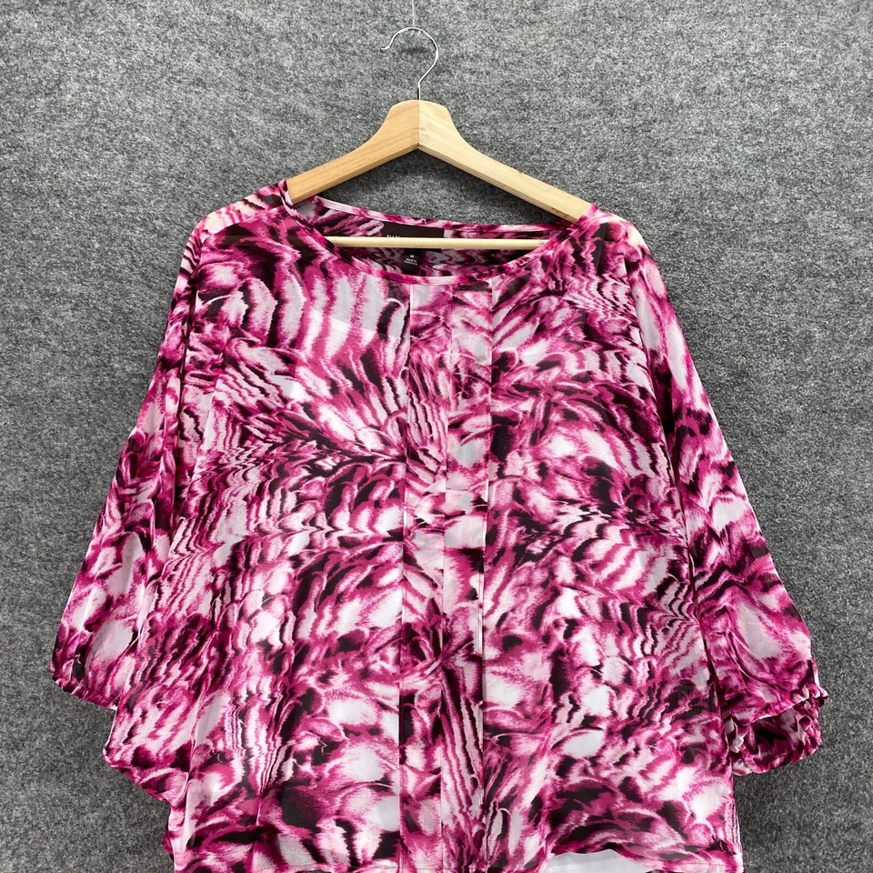 Blusa Dana Buchman Mujer M Mediana Rosa Geométrica Manga Larga Pullover Informal Foto 3 de 4