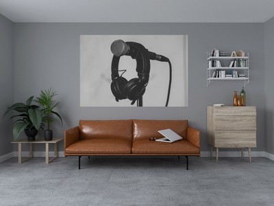 Black And White Headphones Abstract Wall Sticker Art Mural Decal