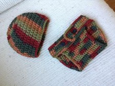 Crocheted Autumn Leaves Diaper Cover  Beanie Set 0 - 3 months - READY TO SHIP