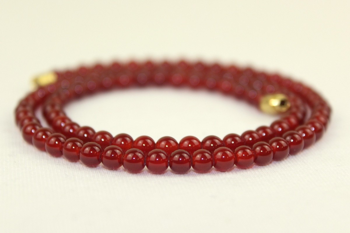 Collier En Cornaline Naturelle - Perles Rondes 4mm Orange - Fait Main - Neuf Avec étiquettes