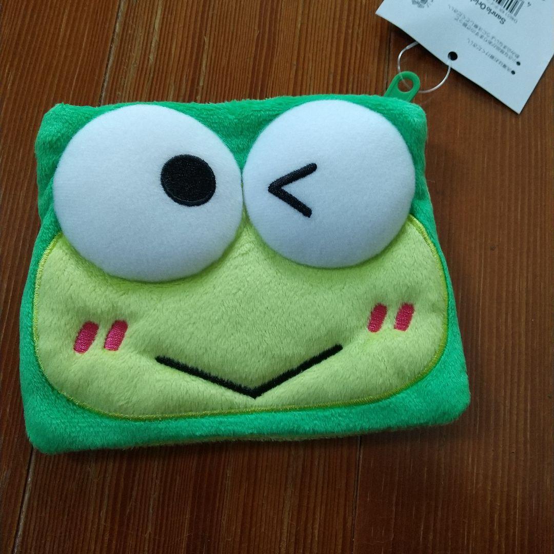 Sanrio Kerokeropp Pouch 2014 Embroidered Face 4.5x5.5 in  Tag