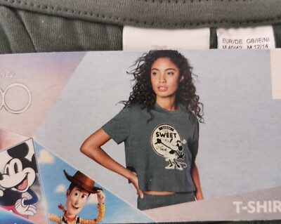 Disney Minnie Mouse Damen T Shirt 100% Baumwolle Spezial Edition Größe M Oliv