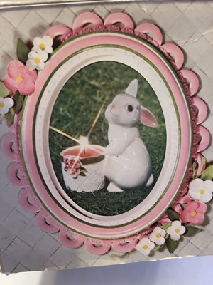 Easter Bunny Bright Ceramic Candle Holder W/Original Candle Weiss For Avon 1980