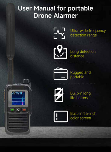 Handheld Drone Detection 1G 2G 5G UAV Approach Warning Device 2KM SMA 3.7V - Picture 3 of 11