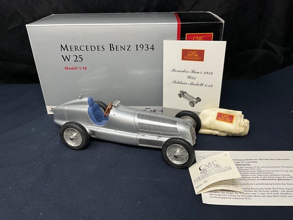 CMC 1/18 Diecast Mercedes Benz Car W25 1934 Silver Model MINT w/Box M-033