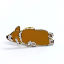 Cute Corgi Dog Laying Resting Pin Lapel Enamel Collectible