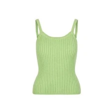 House of Sunny Peggy Vest Tank Ribbed Top in Green 