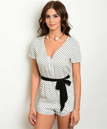 White and Black Polka Dot Romper Size Small Rockabilly Retro Inspired New - Picture 1 of 3