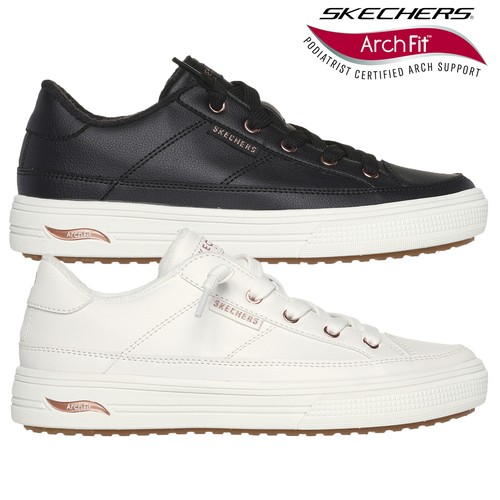 Skechers Womens Arch Fit Support Trainers Black White Ladies Shoes