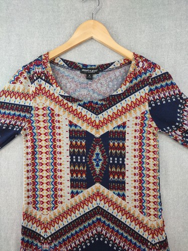 About a Girl Dress Teen Girl Medium Multicolor Bohemian Stretch Mini Knit Tunic - Picture 7 of 17