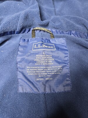 tue L.L. Bean Jacket Mens L Large Trail Model Full Zip Blue Hoodie