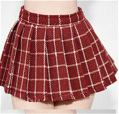 1:6 Wine Red Plaid Skirt Dress Female Clothes For 12'' PH TBL Action Figure Body