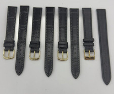 16mm Comfortable Extra Long XL Leather Watch Strap Buffalo Grain Black NWOT