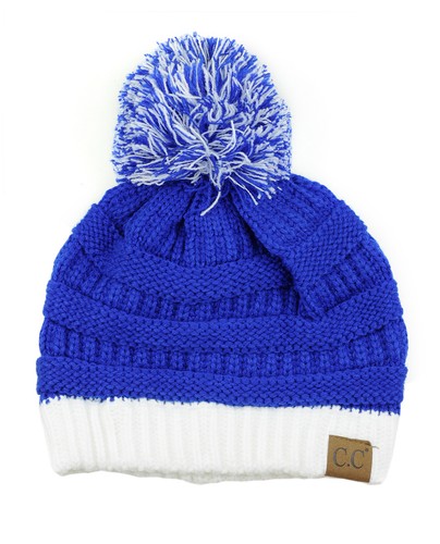 NEU! CC Beanie Unisex College High School Team Farbe 2-Ton Bommel Strick Beanie - Bild 24 von 68