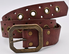 Vintage Leather Belt Size 28-30 Distressed Punk Metal Biker Upcycle Recycled