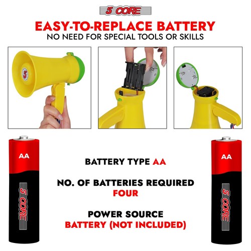 5 Core Megaphone 15W Bull Horn Mini Kids PA Speaker w 400 Yards Range Loud Siren - Picture 6 of 12