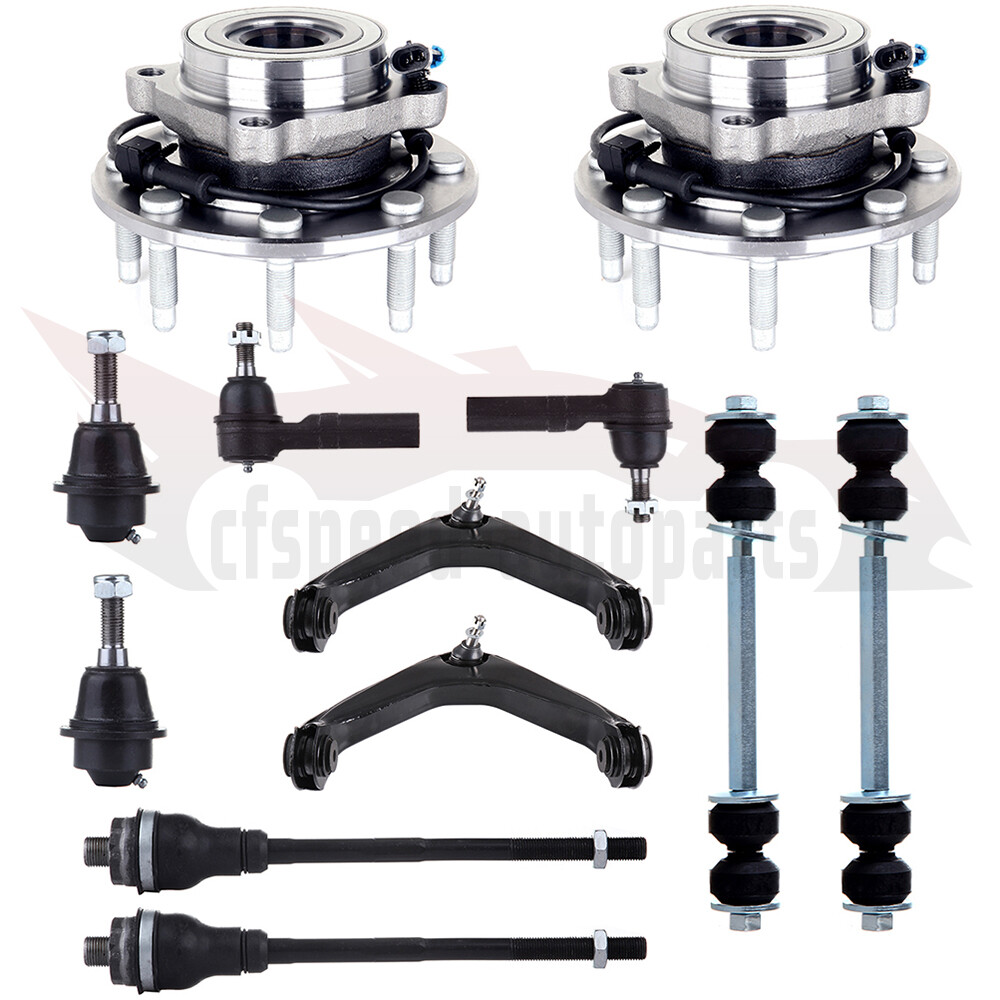 12PCS Front Control Arms & Hub Bearings for Chevy Avalanche GMC Yukon XL 2500