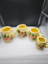 Vintage Fruit  Basket Weave Pitcher Measuring Cups