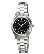 Casio Women's LTP-1275D-1A Analog Stainless Steel Band Casual Black Dial Watch