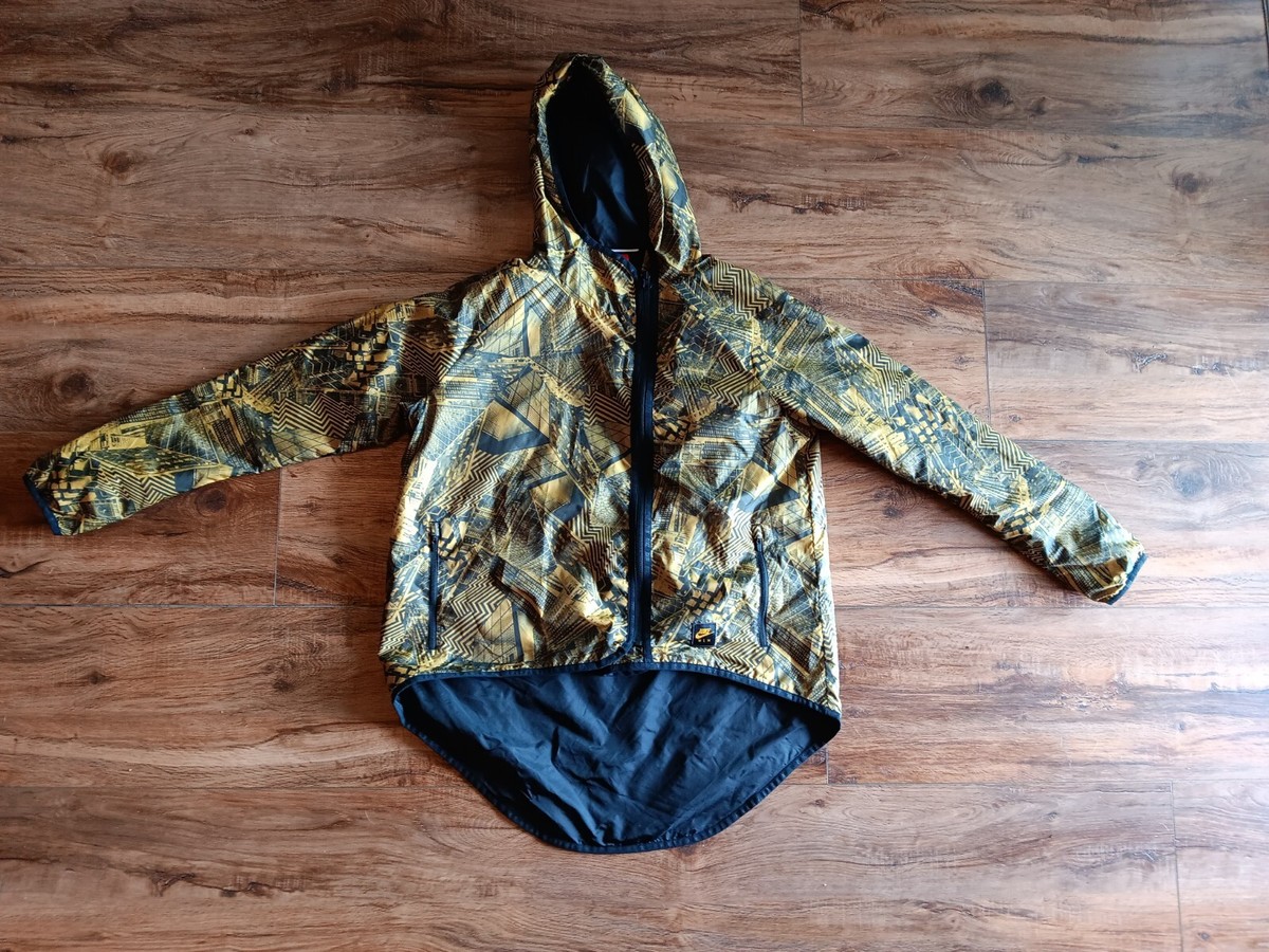 Nike MLN Asymmetric Windbreaker 678116 306 L Large Black Yellow 