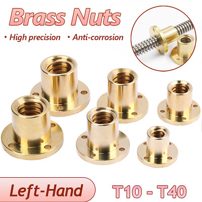 Brass Nuts T8-T40 Round Flange Trapezoidal Nut for Leftt-Hand Thread Lead Screw