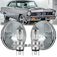 Pair 7"Round Halogen Headlights Hi/Lo Beam Sealed Fit Chevrolet Chevy Nova 63-78